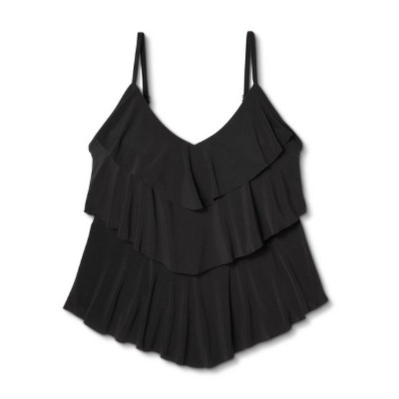 Aqua Green Women's UPF 50 Tiered Tankini Top Black XL New With Tags - Picture 3 of 4